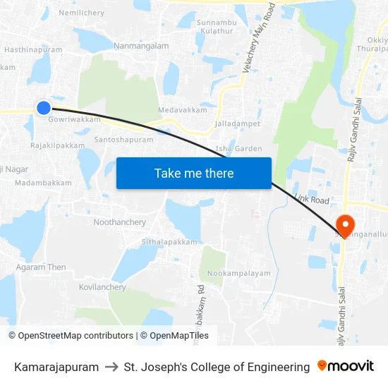 Kamarajapuram to St. Joseph's College of Engineering map