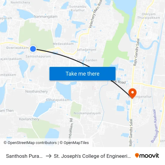 Santhosh Puram to St. Joseph's College of Engineering map