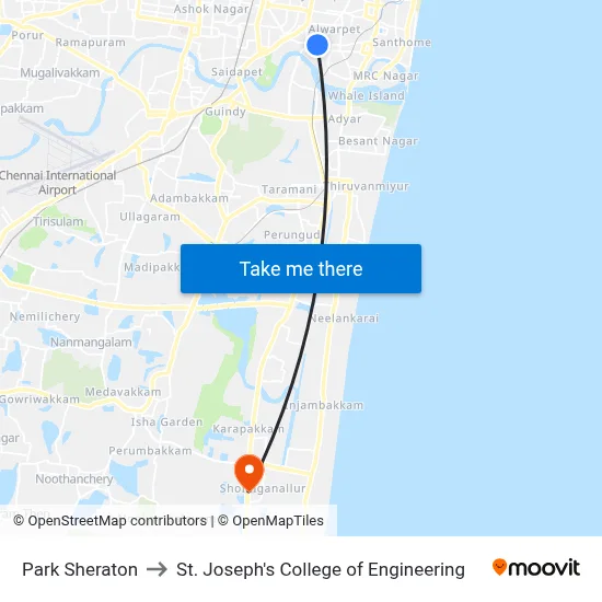 Park Sheraton to St. Joseph's College of Engineering map