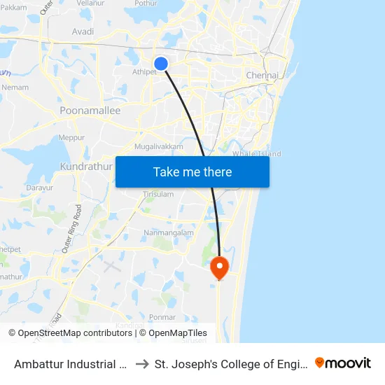 Ambattur Industrial Estate to St. Joseph's College of Engineering map