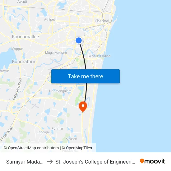 Samiyar Madam to St. Joseph's College of Engineering map