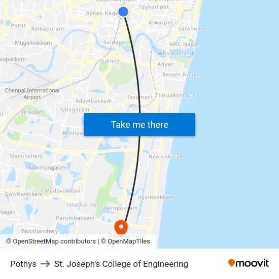 Pothys to St. Joseph's College of Engineering map