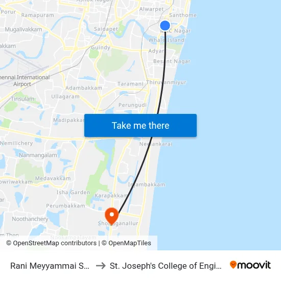 Rani Meyyammai School to St. Joseph's College of Engineering map