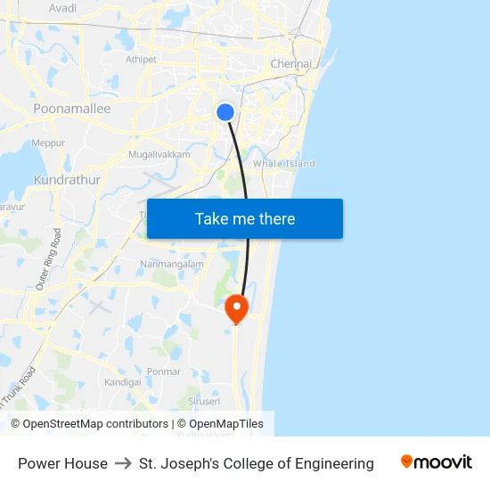 Power House to St. Joseph's College of Engineering map