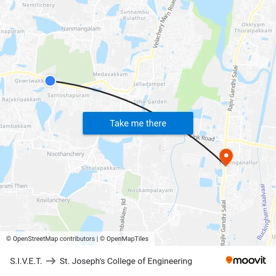S.I.V.E.T. to St. Joseph's College of Engineering map