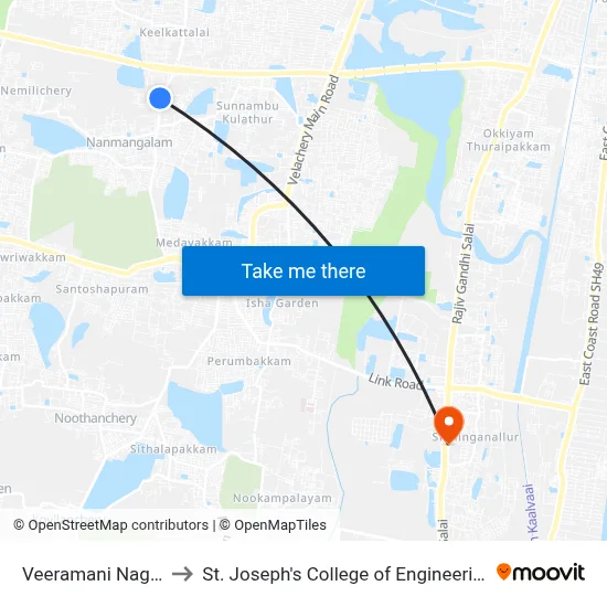 Veeramani Nagar to St. Joseph's College of Engineering map
