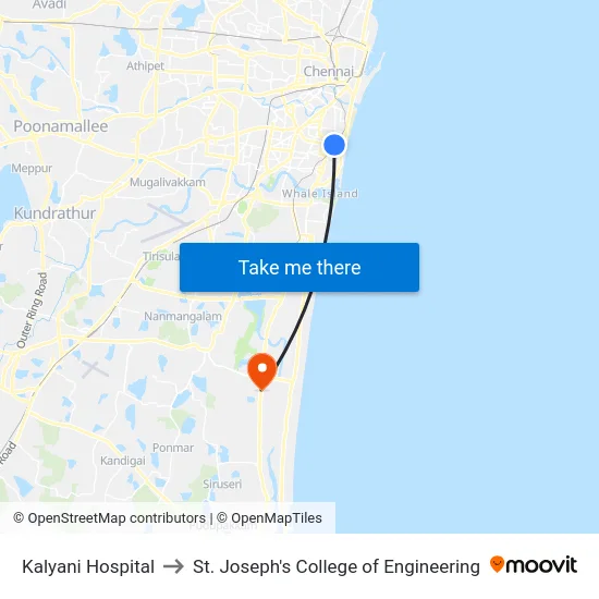 Kalyani Hospital to St. Joseph's College of Engineering map