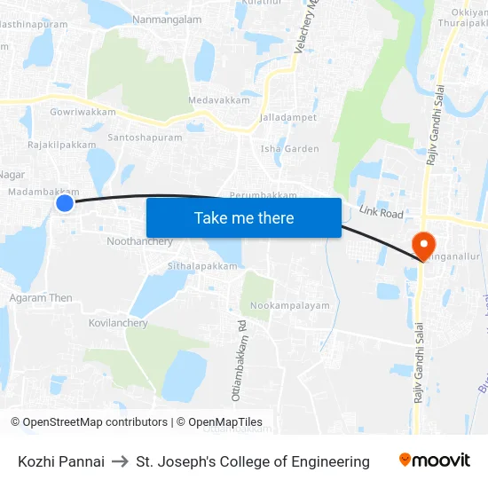 Kozhi Pannai to St. Joseph's College of Engineering map