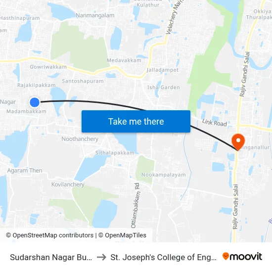 Sudarshan Nagar Bus Stop to St. Joseph's College of Engineering map