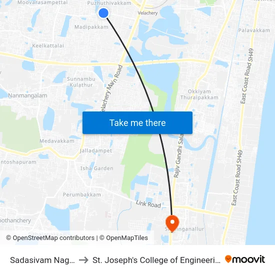 Sadasivam Nagar to St. Joseph's College of Engineering map