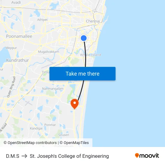 D.M.S to St. Joseph's College of Engineering map