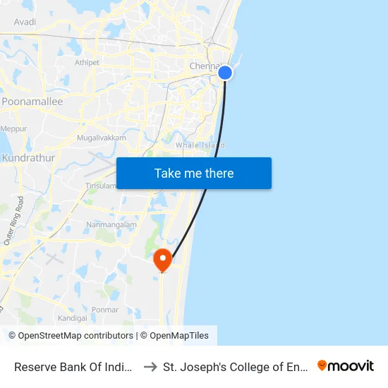 Reserve Bank Of India Parry's to St. Joseph's College of Engineering map