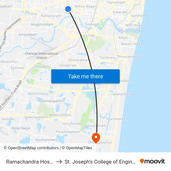 Ramachandra Hospital to St. Joseph's College of Engineering map