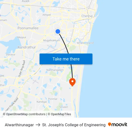 Alwarthirunagar to St. Joseph's College of Engineering map