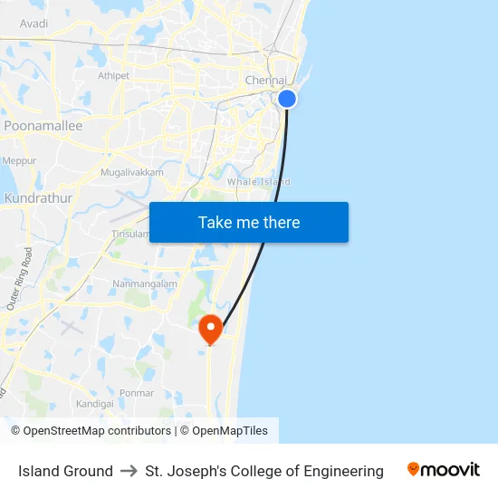 Island Ground to St. Joseph's College of Engineering map