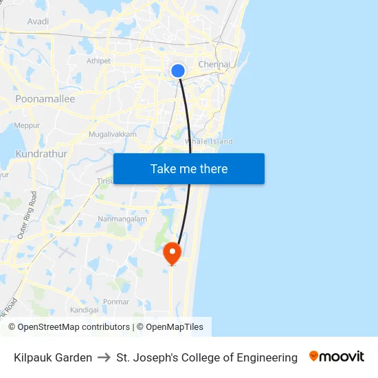 Kilpauk Garden to St. Joseph's College of Engineering map