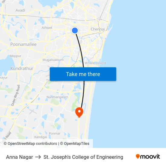 Anna Nagar to St. Joseph's College of Engineering map