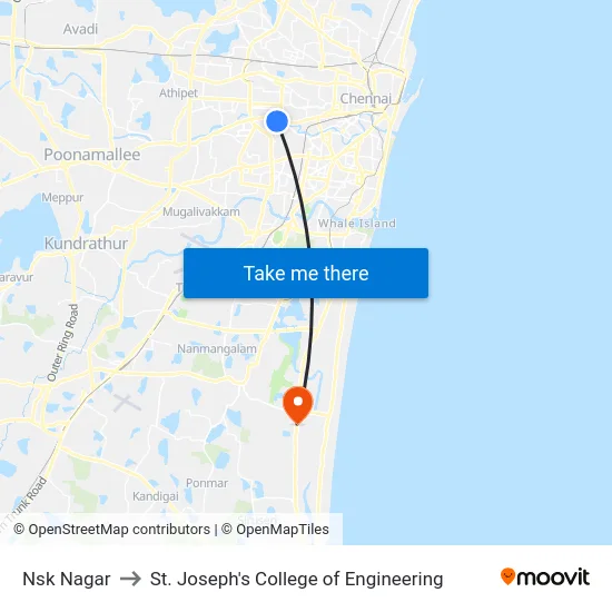 Nsk Nagar to St. Joseph's College of Engineering map
