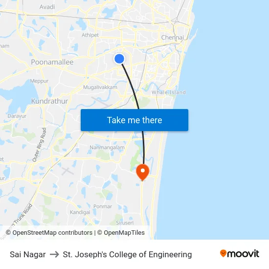 Sai Nagar to St. Joseph's College of Engineering map