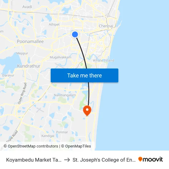 Koyambedu Market Tambaram to St. Joseph's College of Engineering map