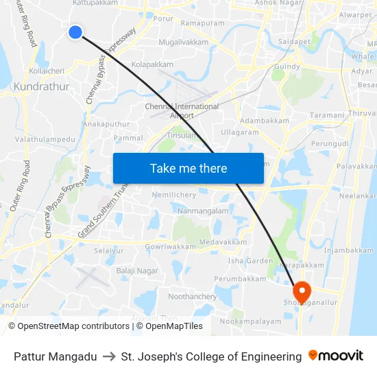 Pattur Mangadu to St. Joseph's College of Engineering map
