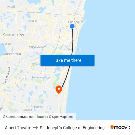 Albert Theatre to St. Joseph's College of Engineering map