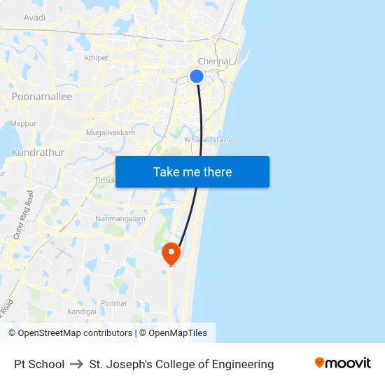 Pt School to St. Joseph's College of Engineering map