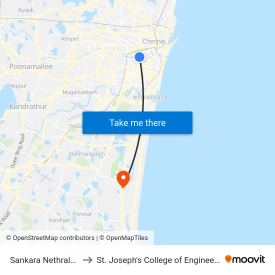 Sankara Nethralaya to St. Joseph's College of Engineering map