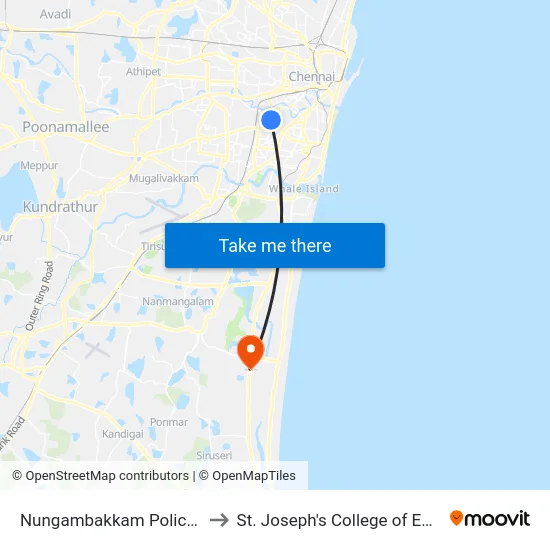 Nungambakkam Police Station to St. Joseph's College of Engineering map