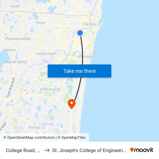 College Road, 69 to St. Joseph's College of Engineering map