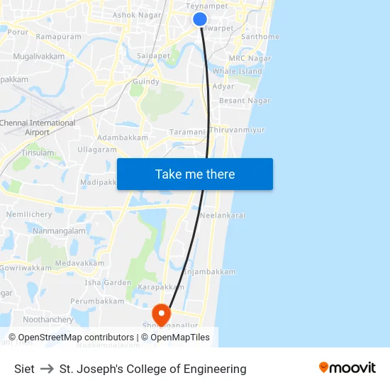 Siet to St. Joseph's College of Engineering map