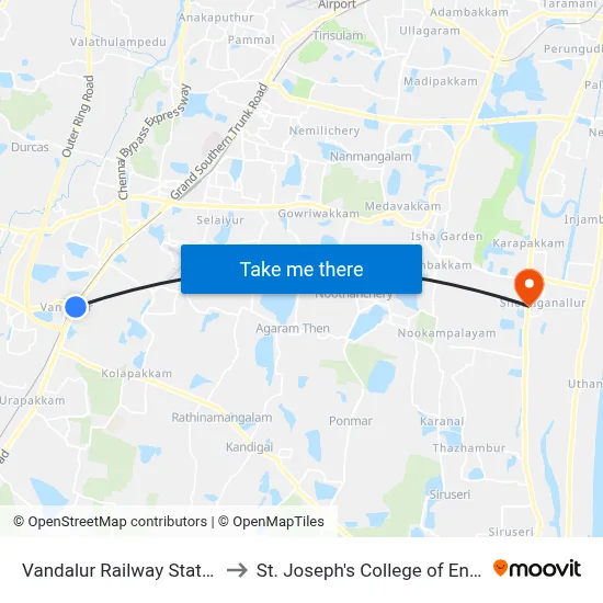 Vandalur Railway Station Gate to St. Joseph's College of Engineering map