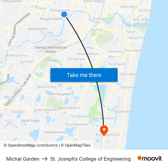 Michal Garden to St. Joseph's College of Engineering map