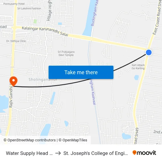 Water Supply Head Work to St. Joseph's College of Engineering map