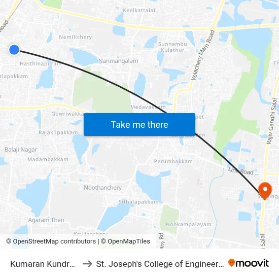 Kumaran Kundram to St. Joseph's College of Engineering map
