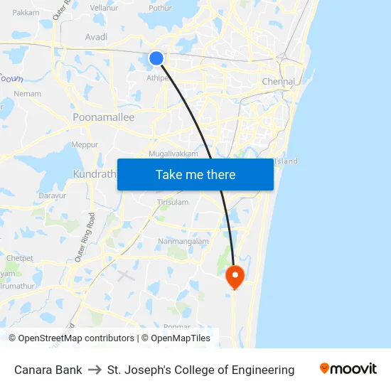 Canara Bank to St. Joseph's College of Engineering map
