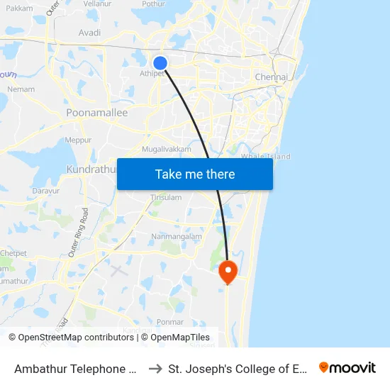 Ambathur Telephone Exchange to St. Joseph's College of Engineering map