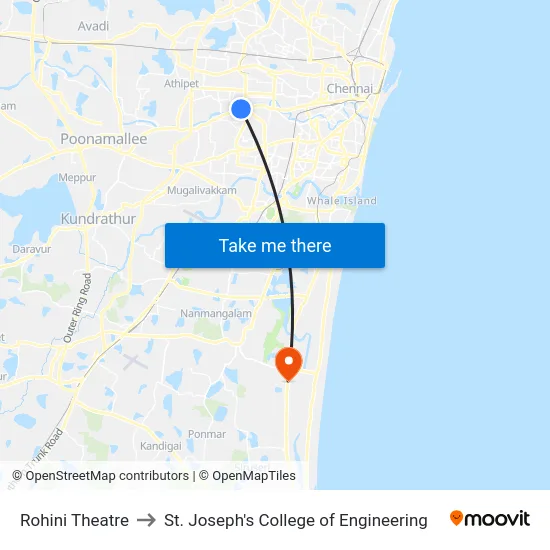 Rohini Theatre to St. Joseph's College of Engineering map