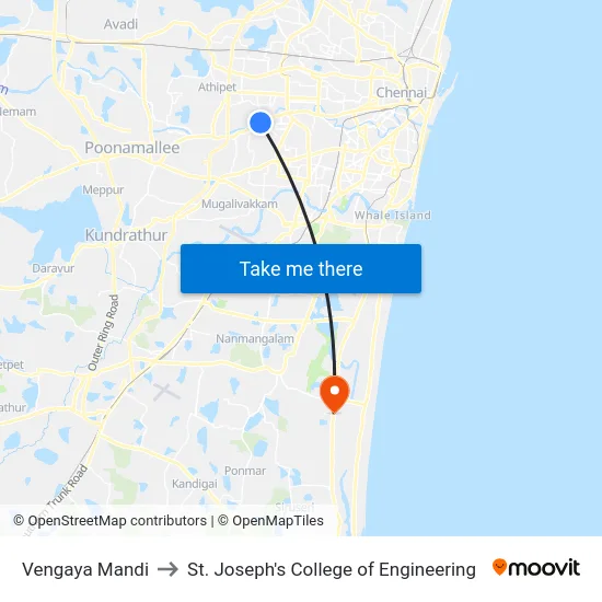 Vengaya Mandi to St. Joseph's College of Engineering map