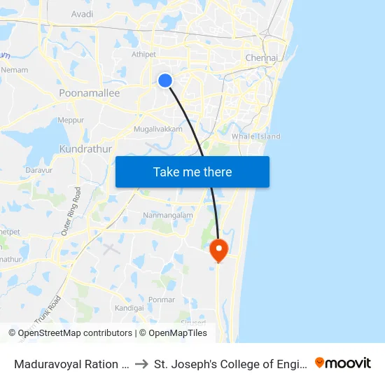 Maduravoyal Ration Kadai to St. Joseph's College of Engineering map
