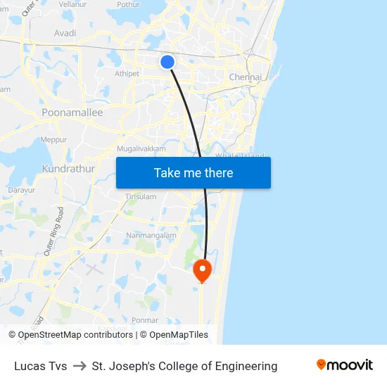 Lucas Tvs to St. Joseph's College of Engineering map