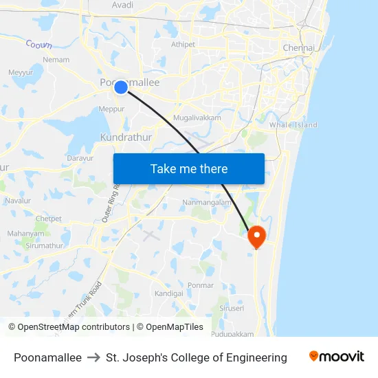 Poonamallee to St. Joseph's College of Engineering map
