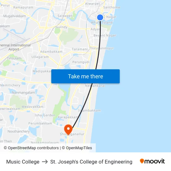 Music College to St. Joseph's College of Engineering map