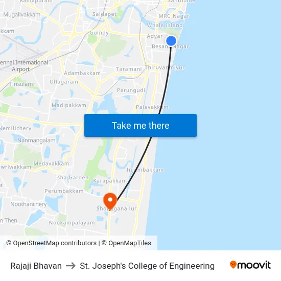 Rajaji Bhavan to St. Joseph's College of Engineering map