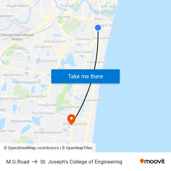 M.G.Road to St. Joseph's College of Engineering map