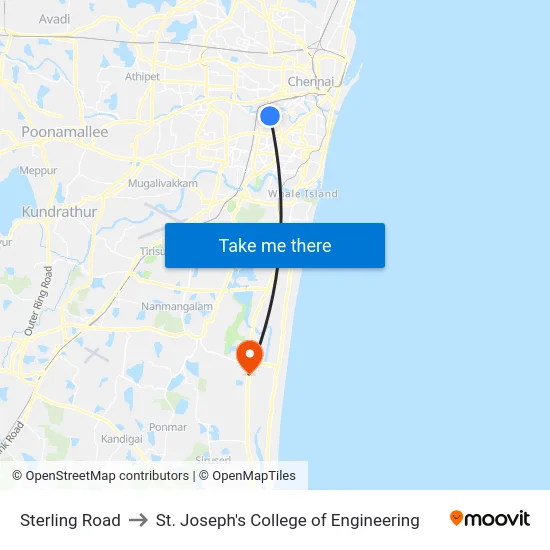 Sterling Road to St. Joseph's College of Engineering map