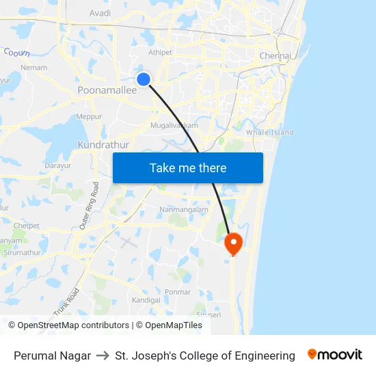 Perumal Nagar to St. Joseph's College of Engineering map