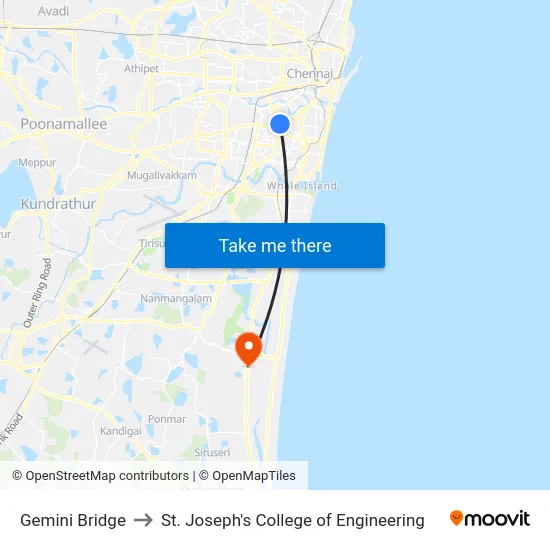 Gemini Bridge to St. Joseph's College of Engineering map