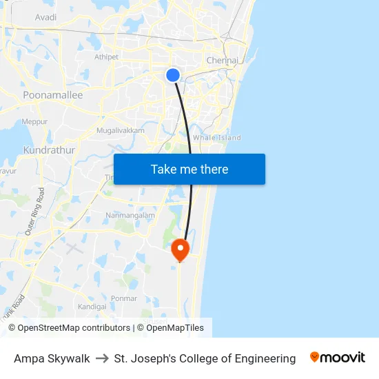 Ampa Skywalk to St. Joseph's College of Engineering map