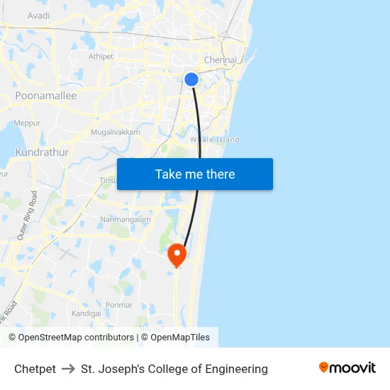 Chetpet to St. Joseph's College of Engineering map